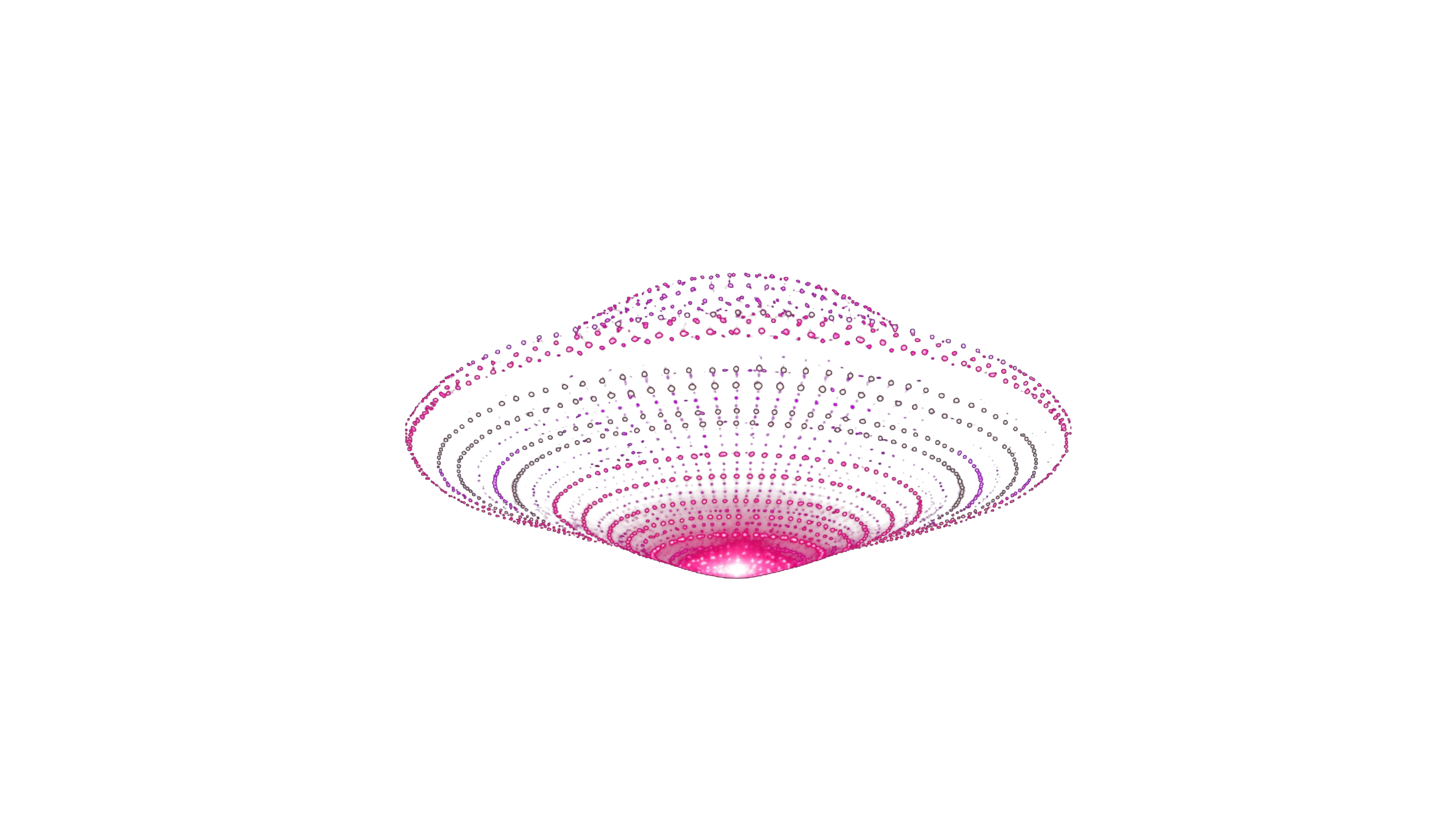 A giant UFO formed from a swarm of glowing drones lighting up the night sky